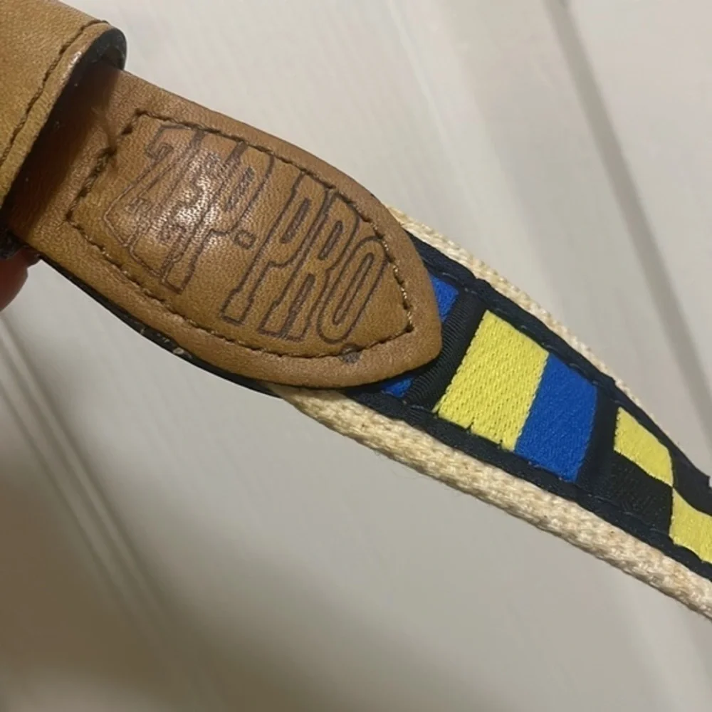 Zep Pro Mens Nautical Flag Embroidered Motif brown blue Belt USA Size 32